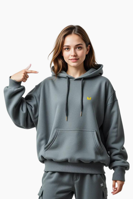 Oversized Fleece Hoodie - Gray