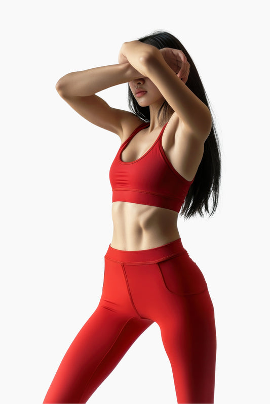 Women's Bold Red Sports Bra & Leggings Set
